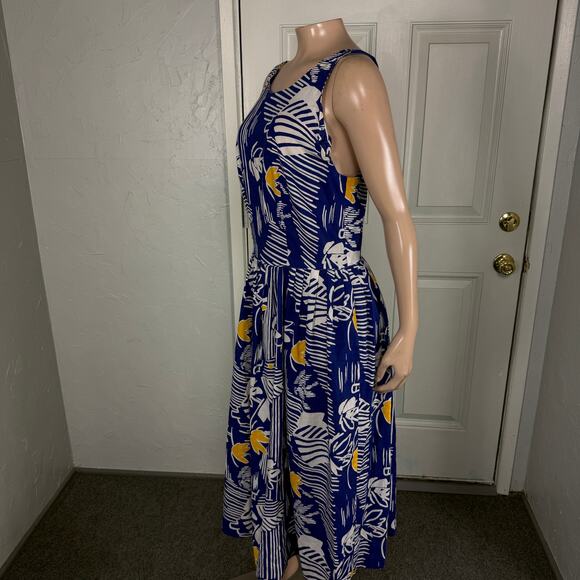 Vintage 80s 90's Sunshine Alley Women's Dress Cotton Hawaiian Pockets FF22 - Picture 3 of 8